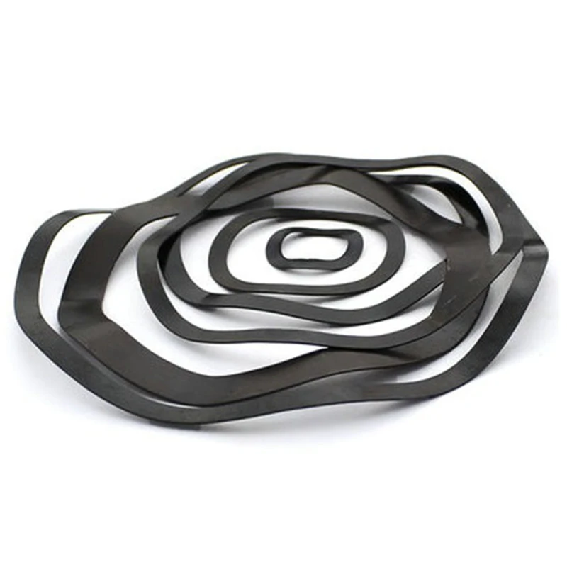 M3 M4 M5 M6 M8 M10-M118 Wave Spring Washer 65Mn Carbon Steel Three Wave Crest Black Wave Gasket Spring Gasket Elastic Washers