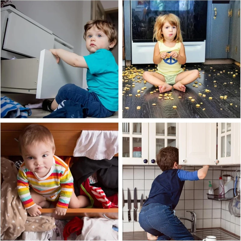 U-förmige, babysichere Schrankschlösser, verstellbare Kindersicherung, kindersicherer Riegel für Knauf, Griff am Küchentür, Schrank, Schrank – Detail 4