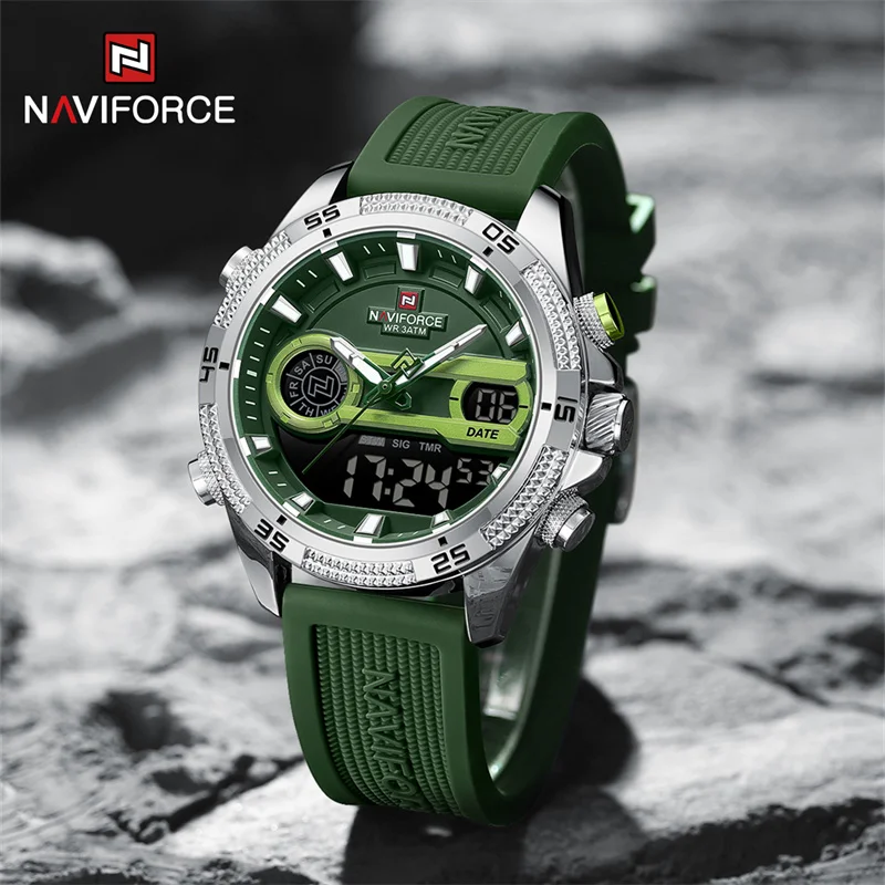 NAVIFORCE Men Sport Watch Military Chronograph Male Luminous Quartz Wristwatch Waterproof Digital Alarm Clock Relogio Masculino