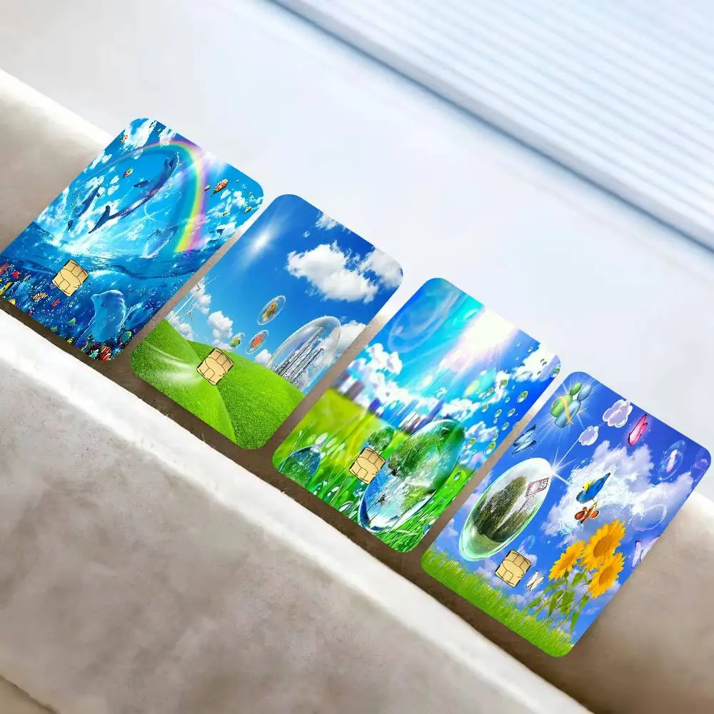 Tropical Preppy Frutiger Aero Art  Spend or Save Funny Shell Ultra Thin No Fade Sticker Cover Film for Debit Credit Card