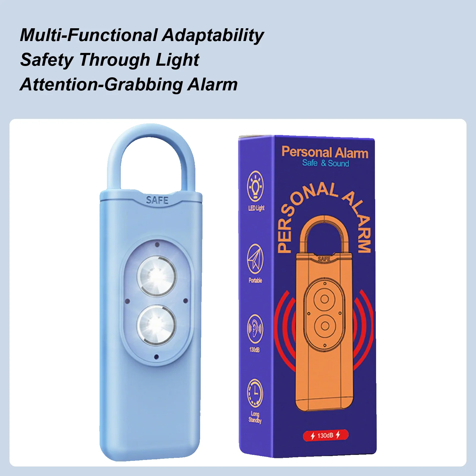

Safe Personal Alarm 135dB Portable Security Device With Warning Light Personal Alarm Siren With Warning Light for Kid Boys Girls