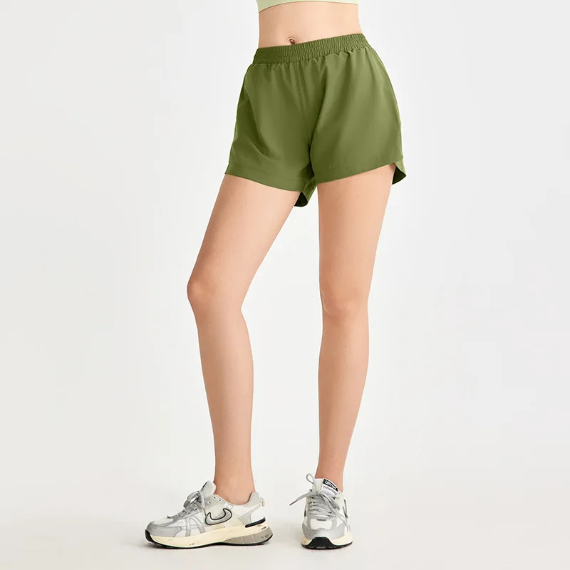 女性用クールスポーツショーツ、アンチグレアポケット、ランニングおよびフィットネスパンツ、ウエストスウェットシャツ、穴あきショーツ