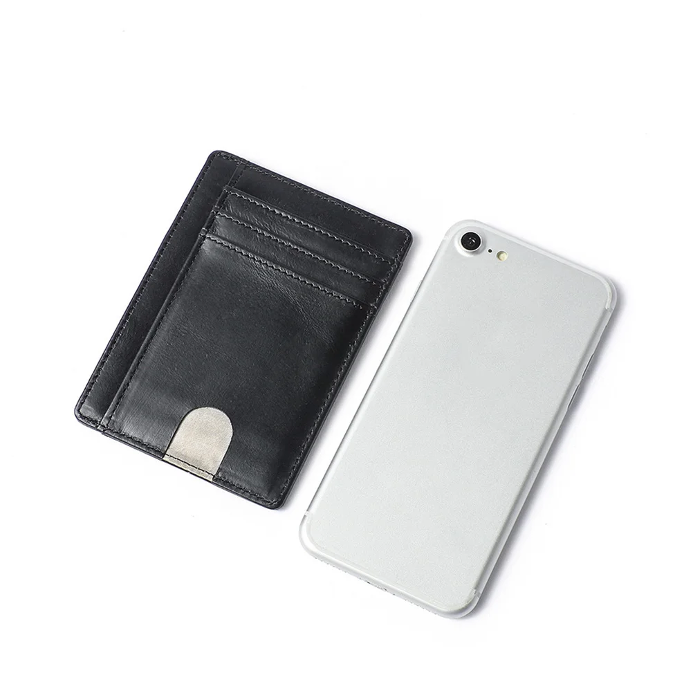 

Rfid Black Slim Wallet Men Anti-Theft Credit Card Holder Front Pocket Protector Coin Purse Minimalist Design Big Capacity