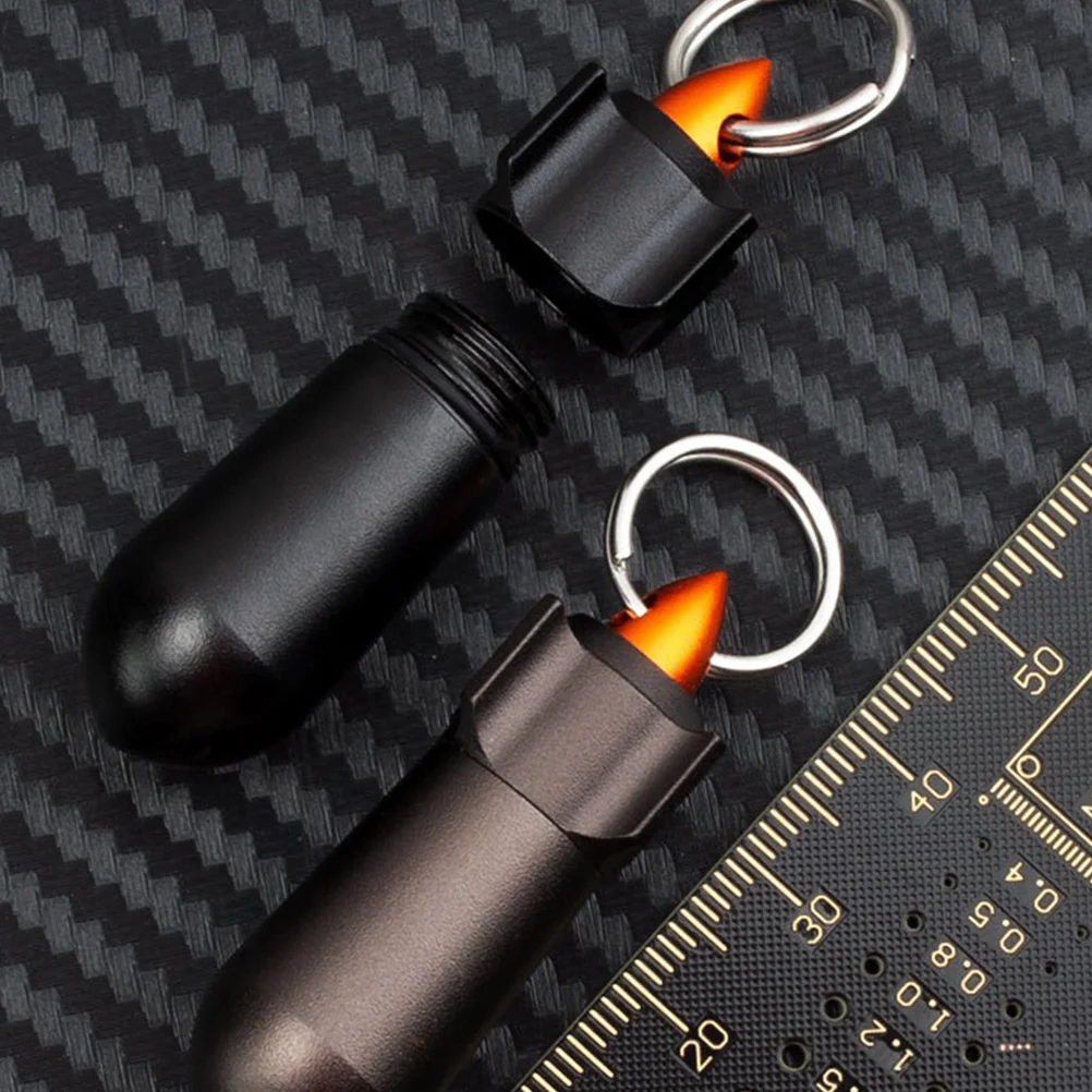 

2pcs Waterproof Pill Bottle Aluminum Alloy Medicine Container Portable Keychain Sealed Box For Outdoor Travel Small Items