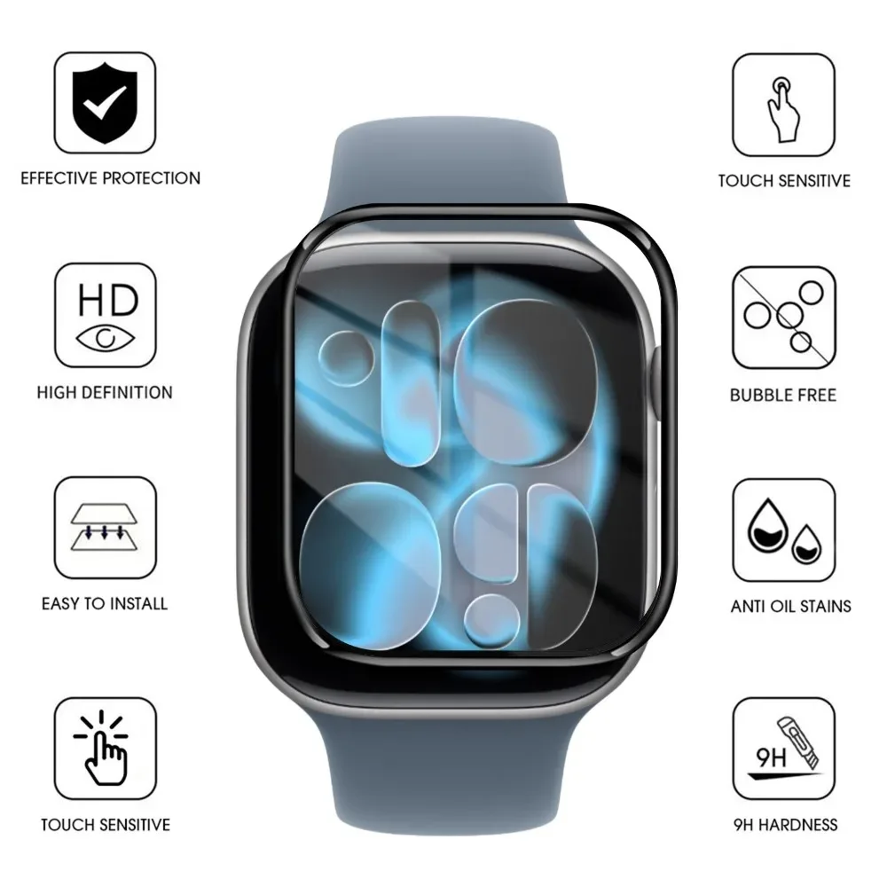 1-5PCS 3D Curved Screen Protector For Apple Watch Ultra 3 2 1 49MM HD Clear Soft Glass Films for iWatch Series 11 10 42MM 46MM