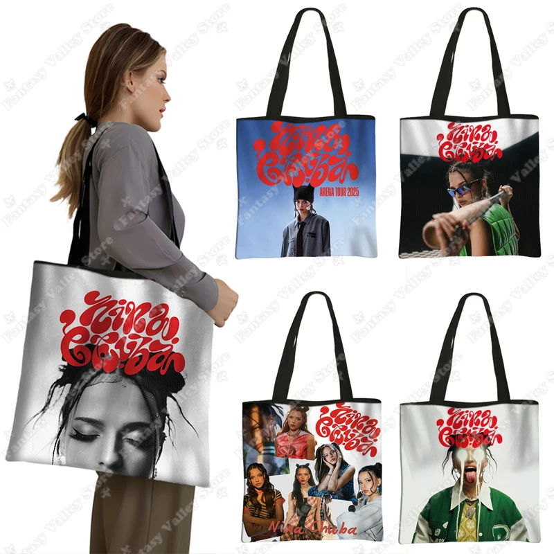 Сумка на плечо с принтом Nina Chuba, женская сумка Arena Album, 2025 г., повседневные сумки, многоразовые женские сумки большой вместимости, сумки для покупок