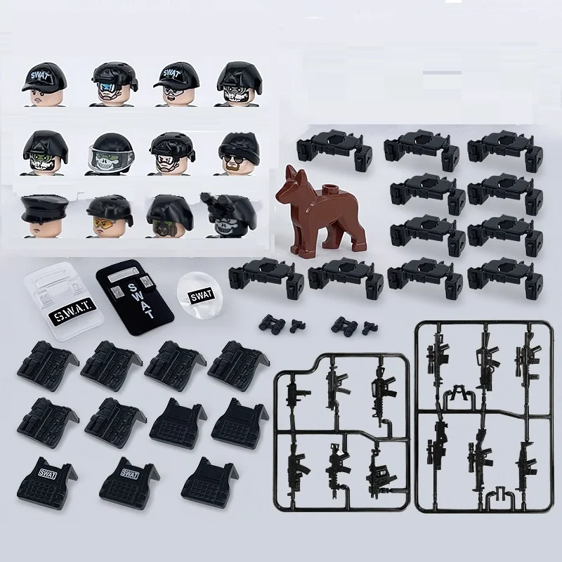 Specia Force Soldiers Military Weapons MOC SWAT City Police Mini Action Figures Accessories Brinquedos Building Block Brick Toys