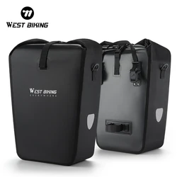 WEST BIKING Double Side Bicycle Bag 25L Large Capacity Waterproof Trunk Pannier MTB Bike Rear Seat Rack Bag Cycling Accessories