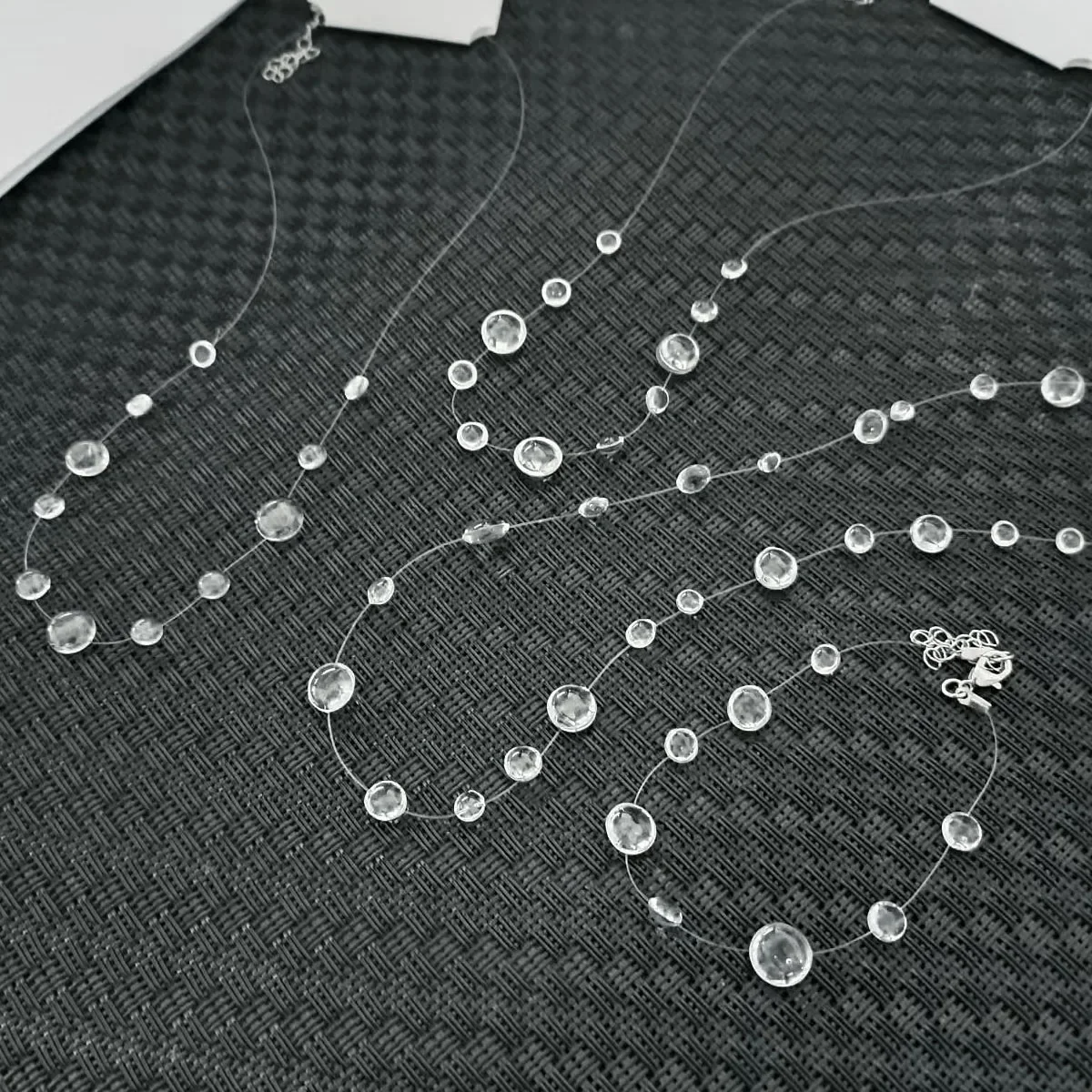 Niche Clear Dewdrop Glass Droplet Tassel Necklace Earrings Bracelet Minimalist Trendy Jewelry For Women Unique Gifts