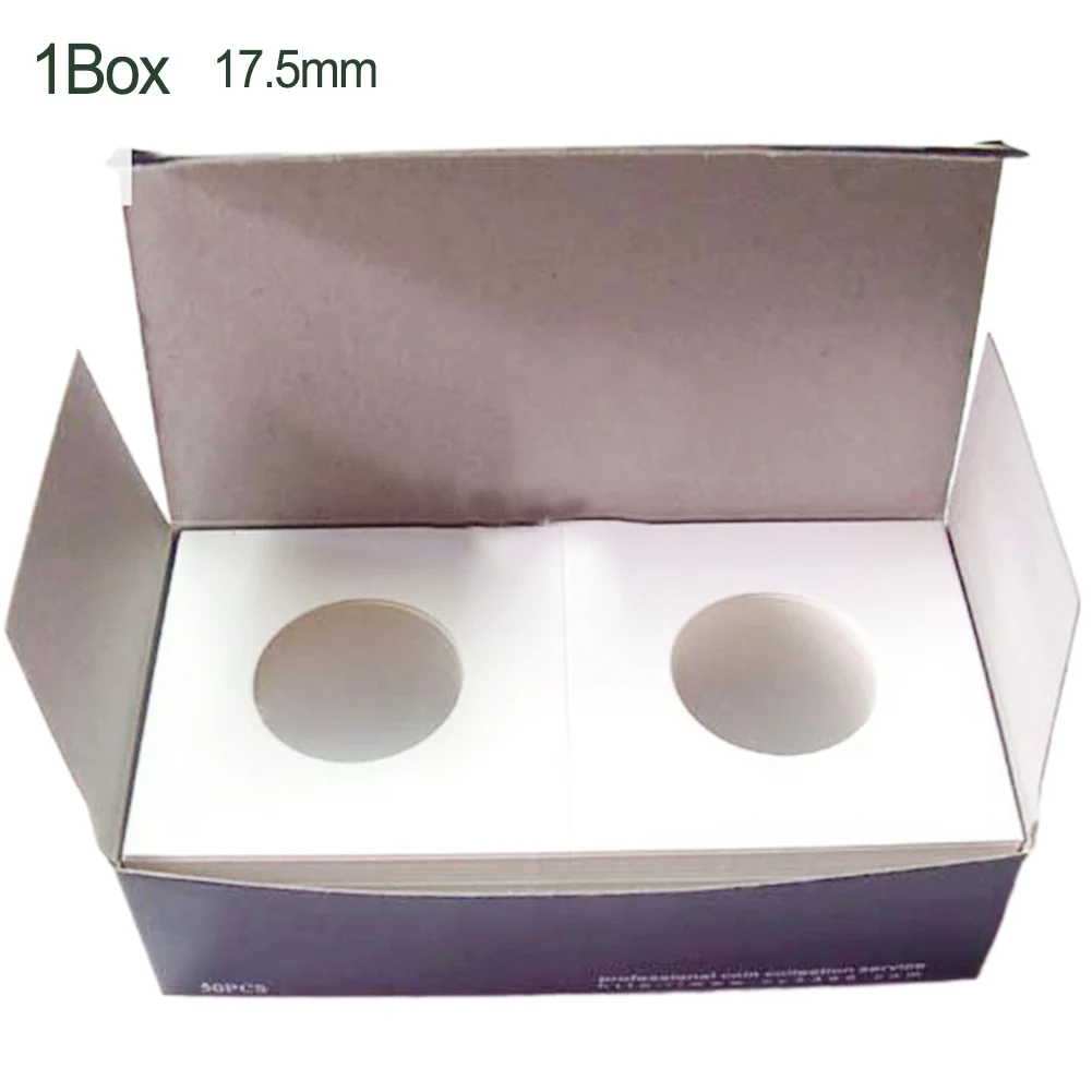 1 Box 17.5-40mm Coin Holders Stamp Holder Cover Coin Square Cardboard Paper Case Coin Album Collection Book Storage Case Flip
