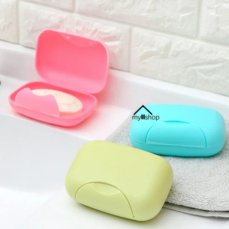 Soap Box 1pcs Portable Container with Cover Candy Color Bathroom Travel Home Plastic Candy Color Creative Bathroom Accessories