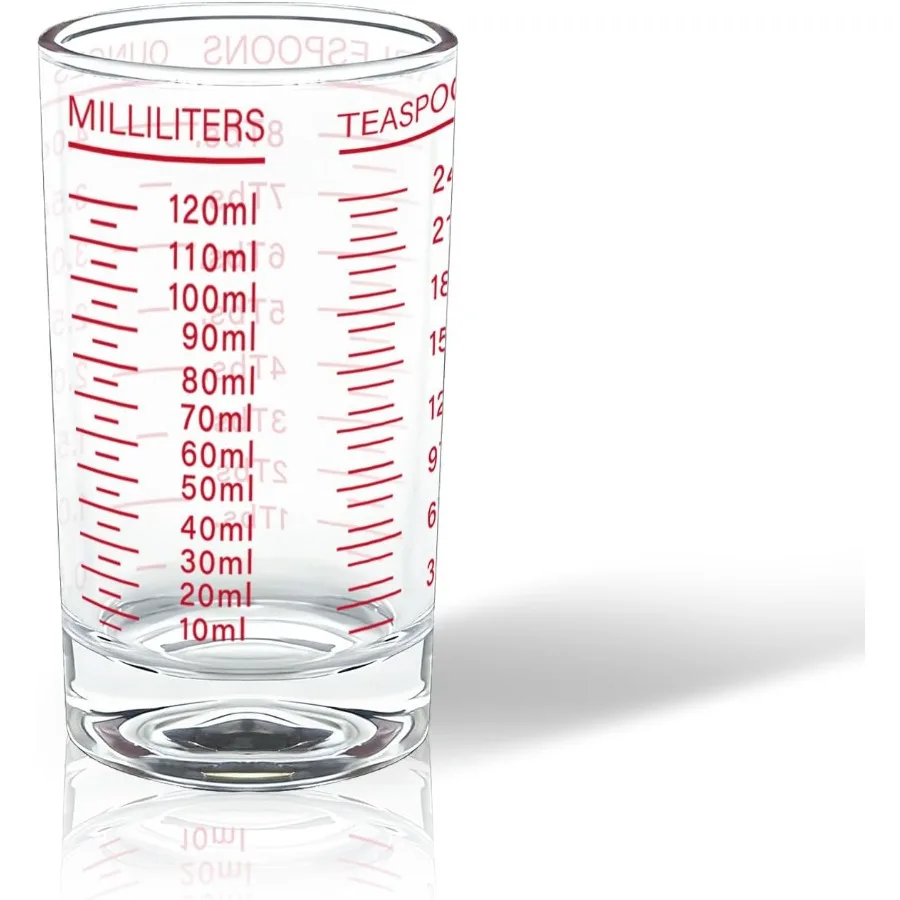 

Measuring Cup Shot Glass 4 Oue/120ML Liquid Heavy High Espresso Glass Cup Black Line 1 Red