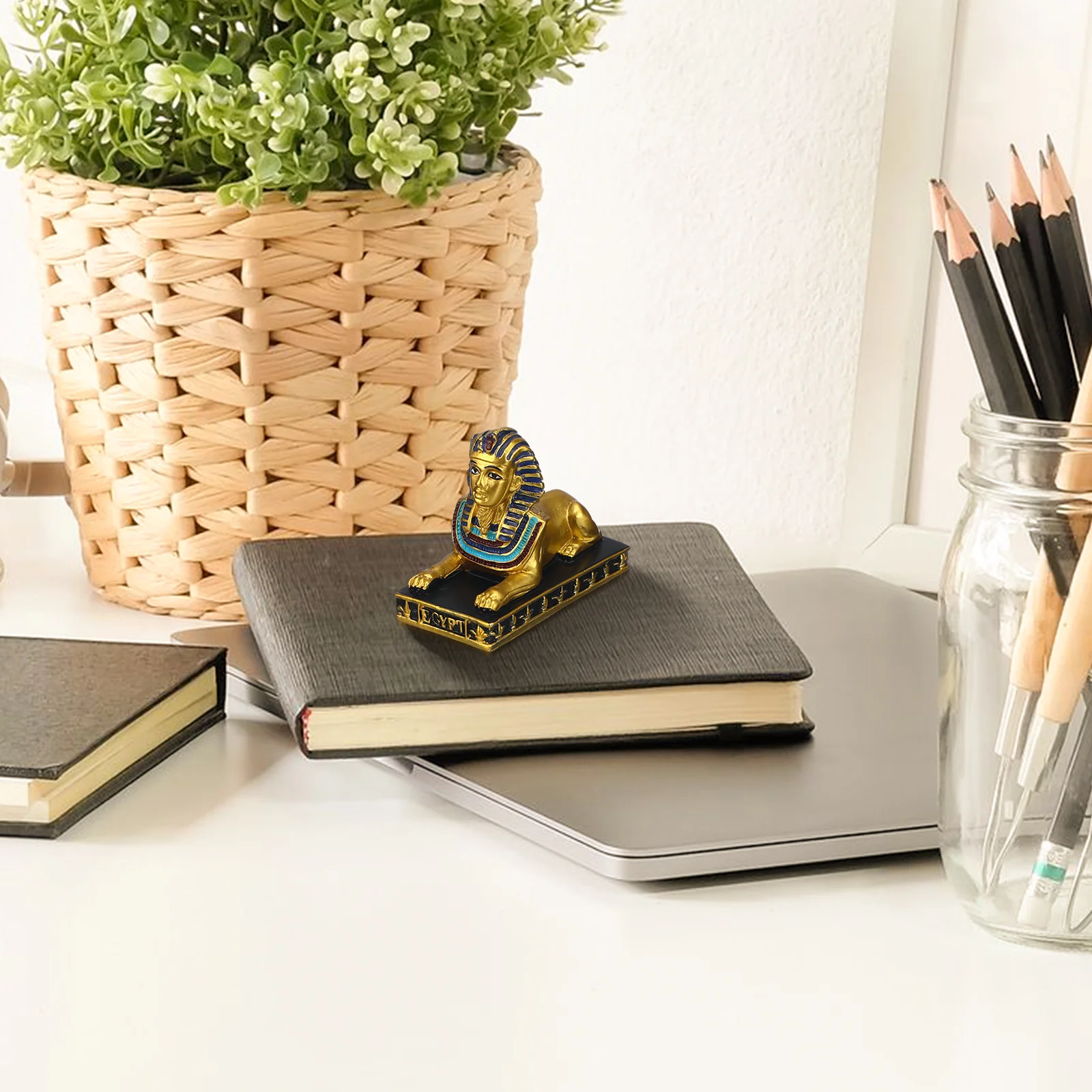 

1Pcs Sphinx Desktop Ornament Creative Design Teaching Prop Home Decor Black Golden Small Sphinx Model Desktop Ornament