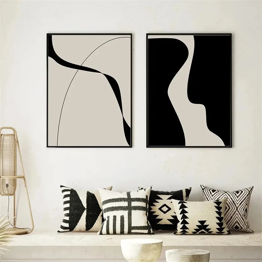 Modern simple black texture canvas paintng abstract living room sofa background wall decorative painting