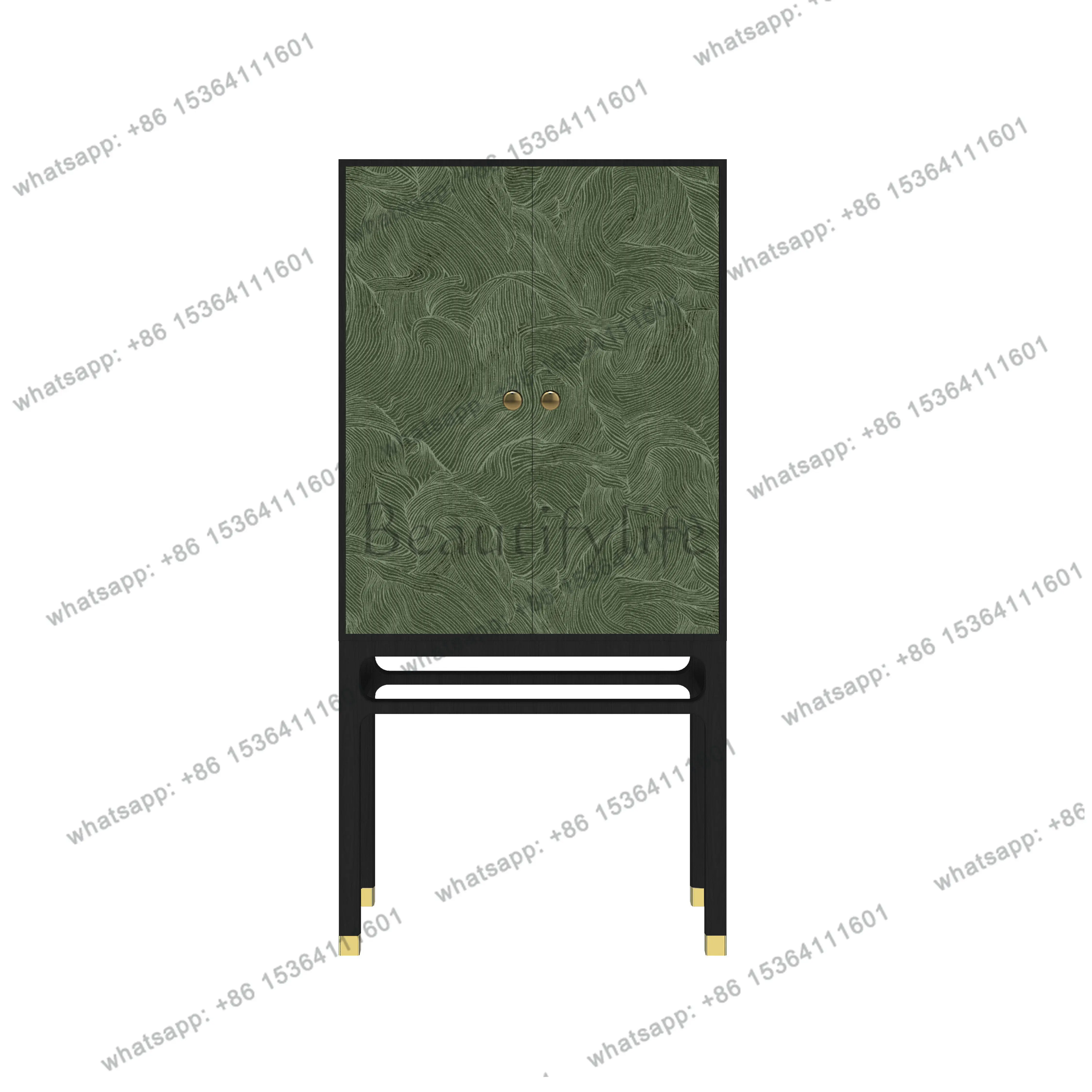 Italian French medieval solid wood vertical cabinet, high foot against the wall, locker