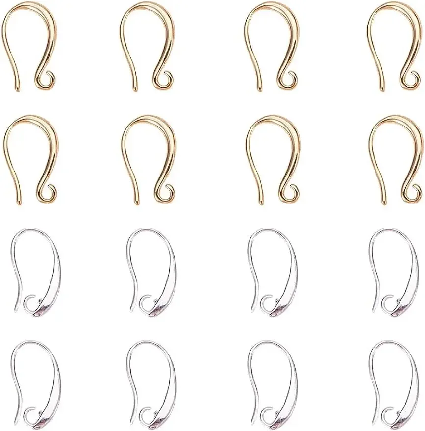 

20Pcs Brass Earring Hooks Ear Wire 2 Colors for Jewelry Making