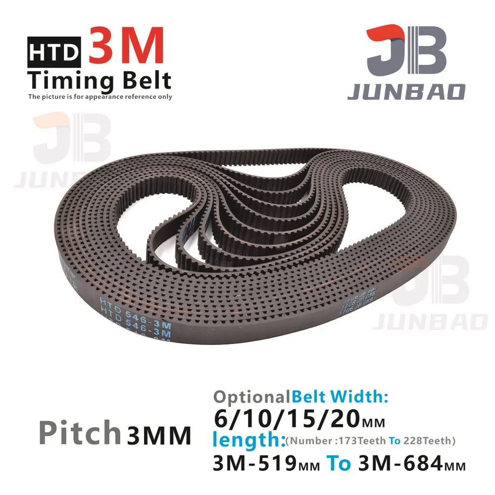 

HTD 3M Timing Belt perimeter 519 - 684MM 519-3M 522-3M 525-3M 531-3M 534-3M 5371-3M 540-3M 543-3M To 684-3M HTD3M Rubber Belt