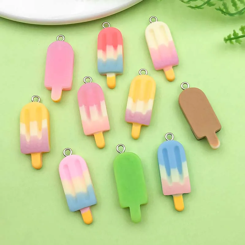 10pcs 11*32mm Colorful Imitation Food Ice Cream Popsicle Charms Resin Pendants for DIY Bracelet Necklace Jewelry Making Accessor