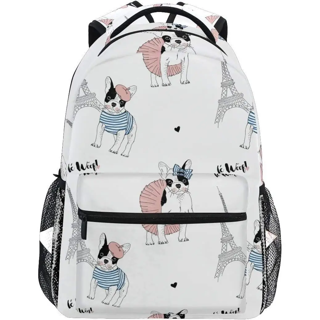 

Bulldog Paris Backpack School Bag Travel Daypack Rucksack for Students Boys Girls, Laptop Backpack