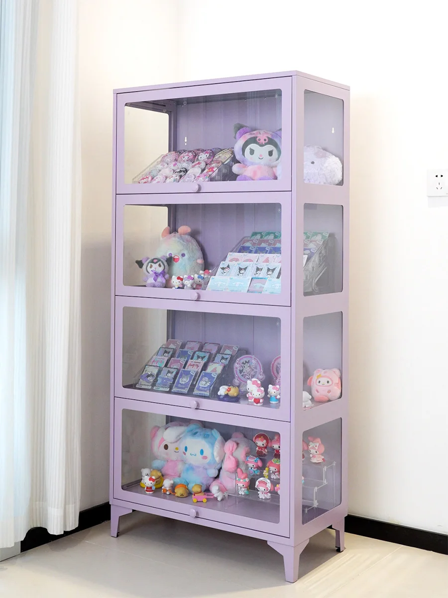 Figure cabinet Pain t Millet bar storage  Purple glass door display cabinet Dust-proof display cabinet Locker
