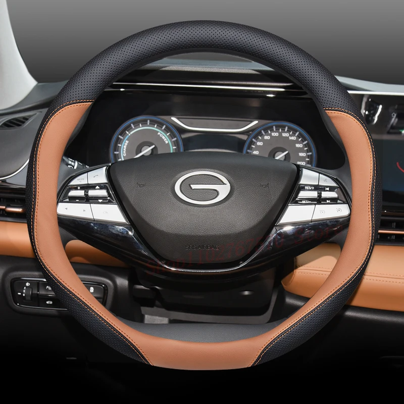 

For GAC AION S 580 550 LX Y V S PLUS Nappa Leather Steering Wheel Cover Non-slip Four Season Universal Car Interior Accessories