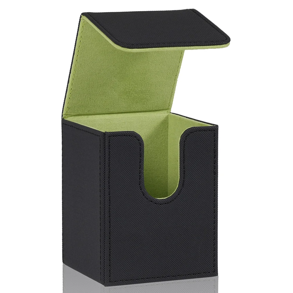 Caja para cartas, caja de almacenamiento para más de 100 cartas con funda individual, cierre magnético de cuero PU para cartas Magic y TCG