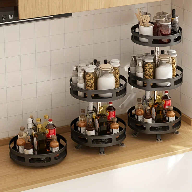 

1pc 3-layer Multi-functional Rotary Organizer - Smooth Rotation, Space-saving Storage for Dining, Beauty and Cooking - Non-slip