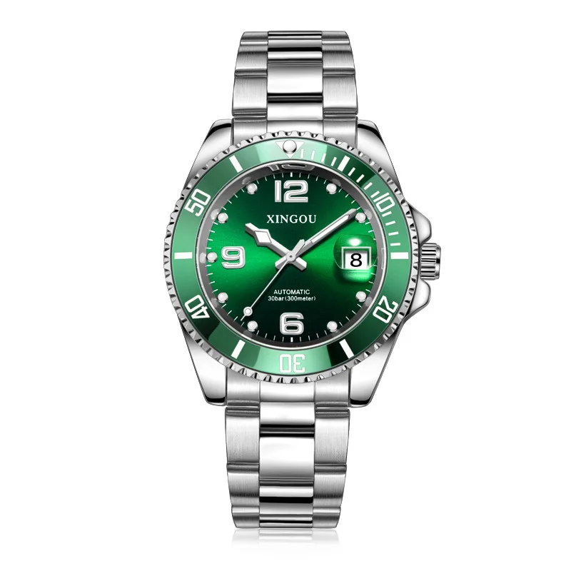 Green Waterproof Watch Automatic Men's Watch Mechanical Watch Advanced Sense Countdown Luminous Steel Strap Bl