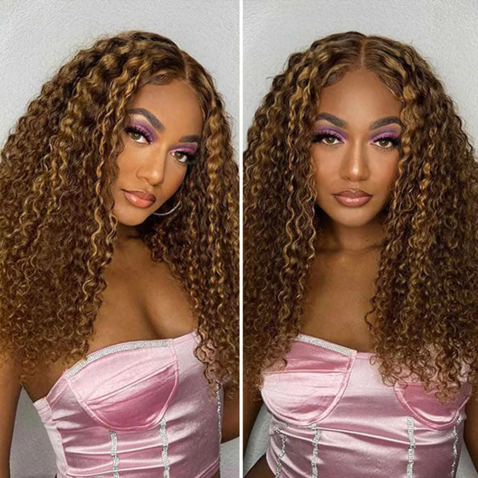 Highlight Ombre Bob Wig Human Hair Curly Short 5X5 Hd Lace Closure Wig Honey Blonde P427 Colored Glueless Deep Wave Frontal Wigs image 2