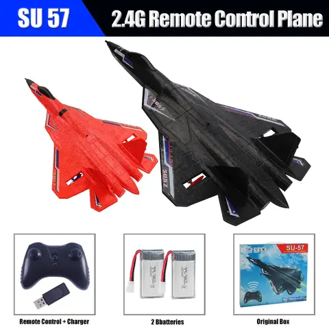RC 비행기 SU57 무선 조종 비행기 조명, 고정 날개, 손 던지기, SU30 폼, 전기 리모컨, 어린이용 비행기 장난감