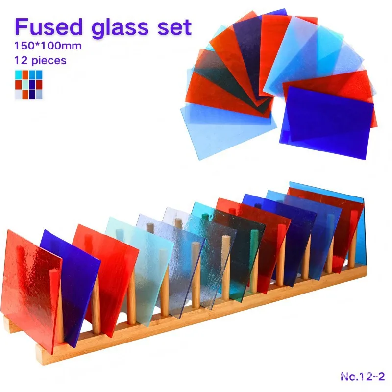 12 Pcs Colorful Fusing Glass Sheets DIY Handmade Art Glass for Microwave Kiln Craft Jewelry Making