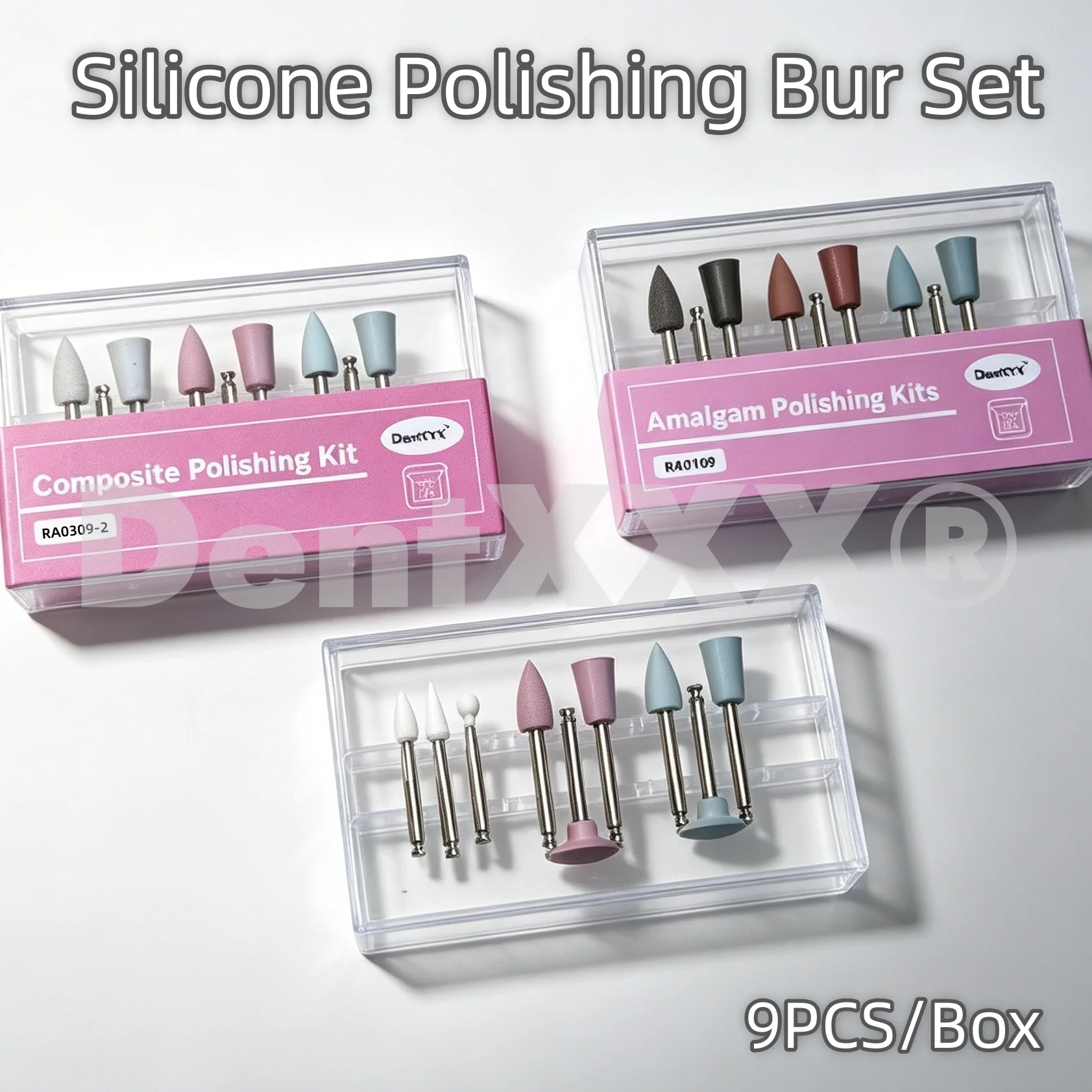 9 PCS/Box Silicone Grinding Head Finishing Set, White Sandstone Grinding Head Abrasive Tool for Efficient Resin Polishing