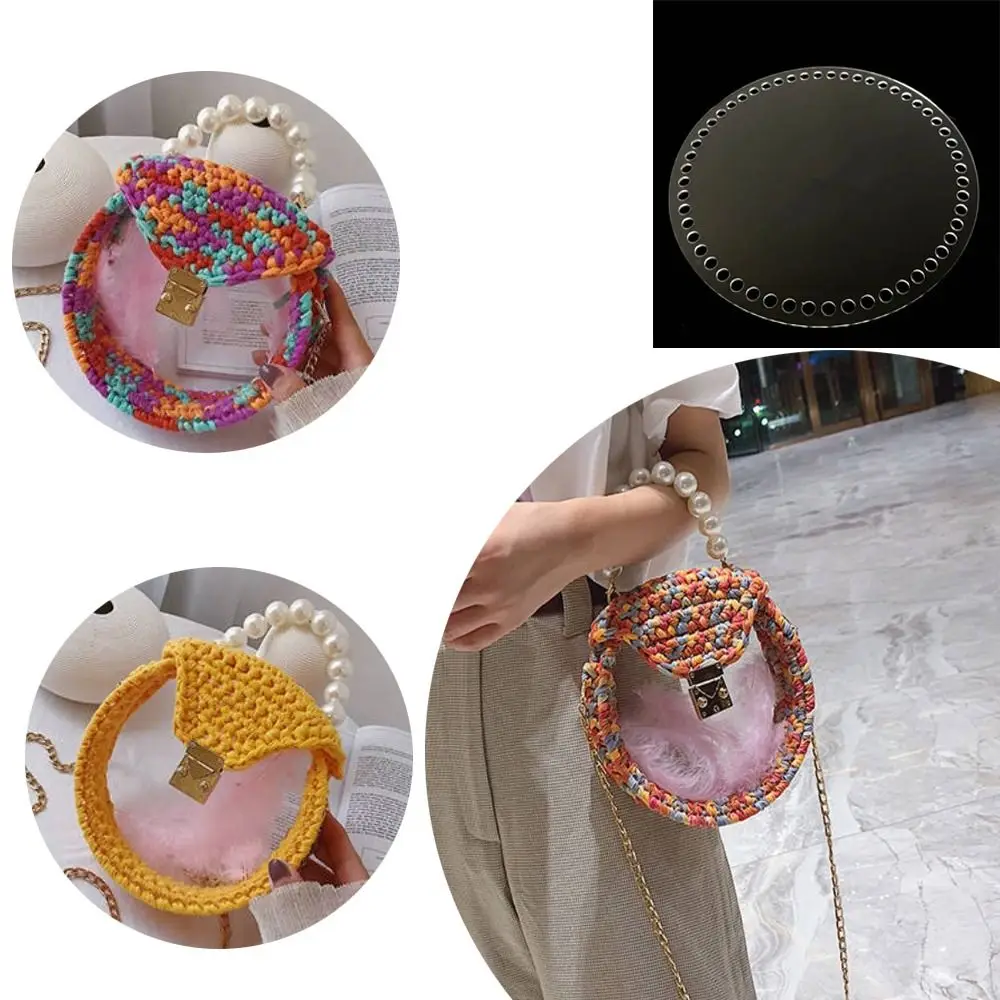 DIY Transparent Acrylic Board Hand-Woven Material 10/12/15/18/20cm Crochet Bag Making Bottom Round Shape DIY Bag Accessories Bag