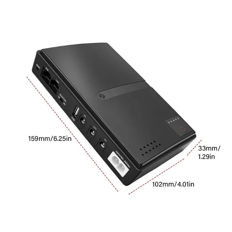 Portable UPS Uninterruptible Power Supply Replaceable Battery Backup Power Adapter 5V‑24V Output for Router NAS Modem Network - view 6