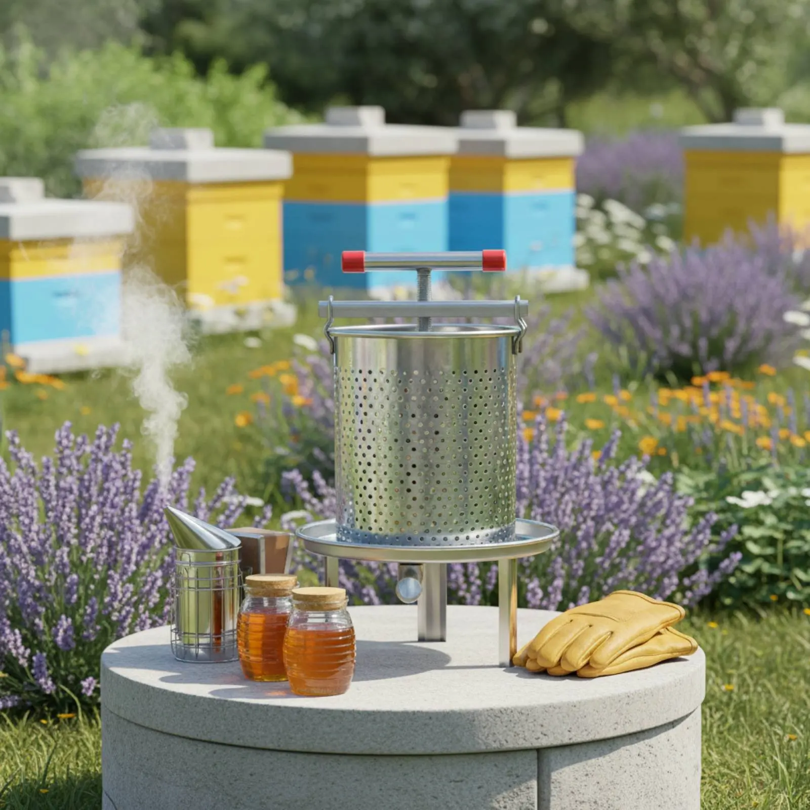 Stainless Steel Honey Press Easy to Clean Manual Honey Press Stainless Steel Beeswax Presser Effort-Saving for Home Winemakers - view 6
