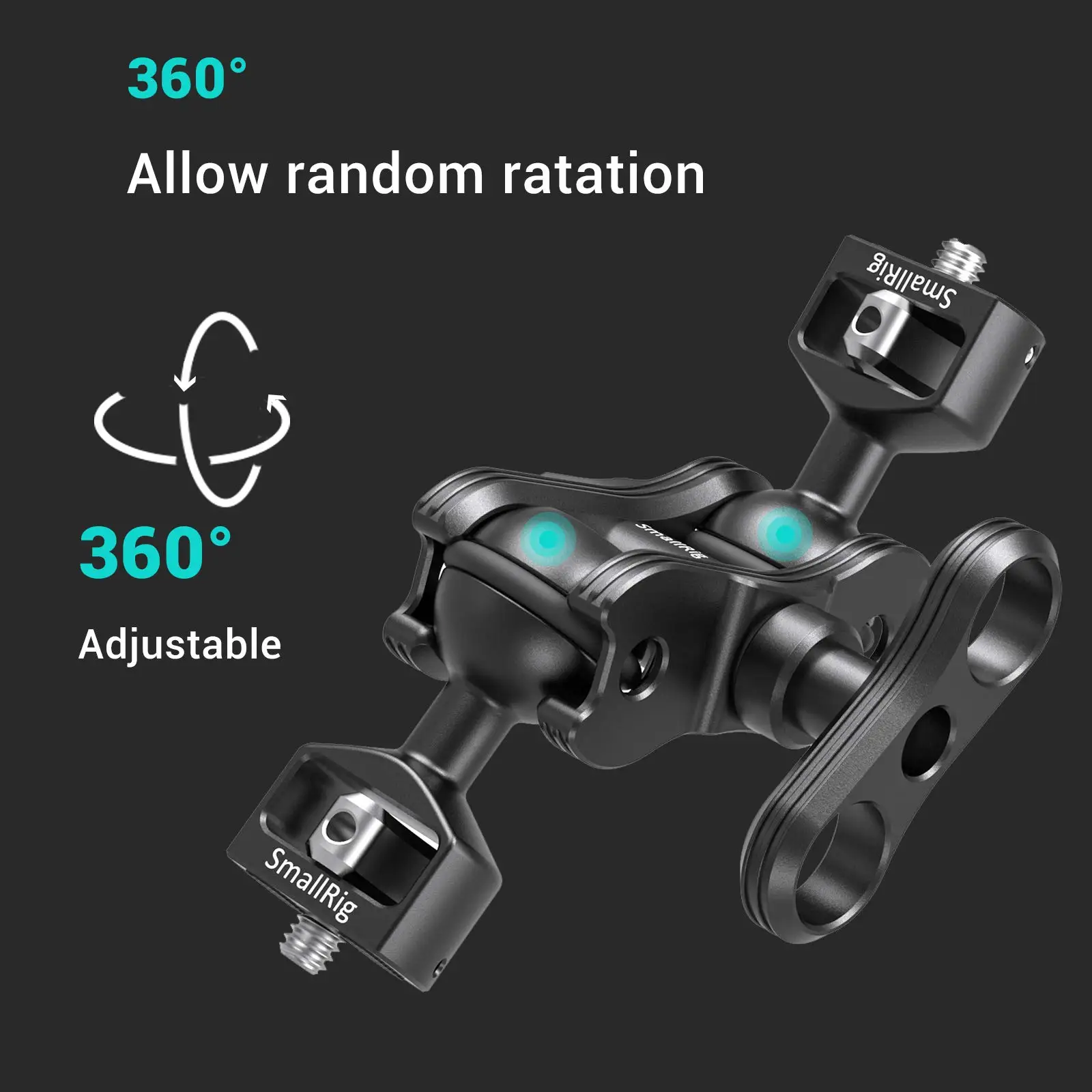 Быстроразъемный шарнирный магический рычаг SmallRig из алюминиевого сплава с двойной шаровой головкой + винты 1/4 дюйма для монтажа мониторов 2070