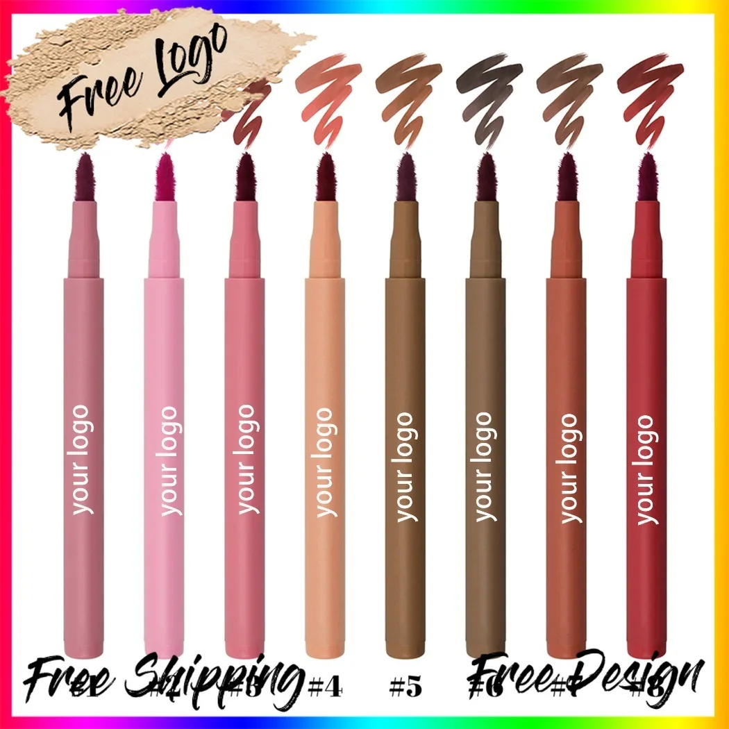 crayon-a-levres-liquide-mat-8-couleurs-tube-givre-longue-tenue-waterproof-vegan-marque-privee-logo-personnalise-vente-en-gros