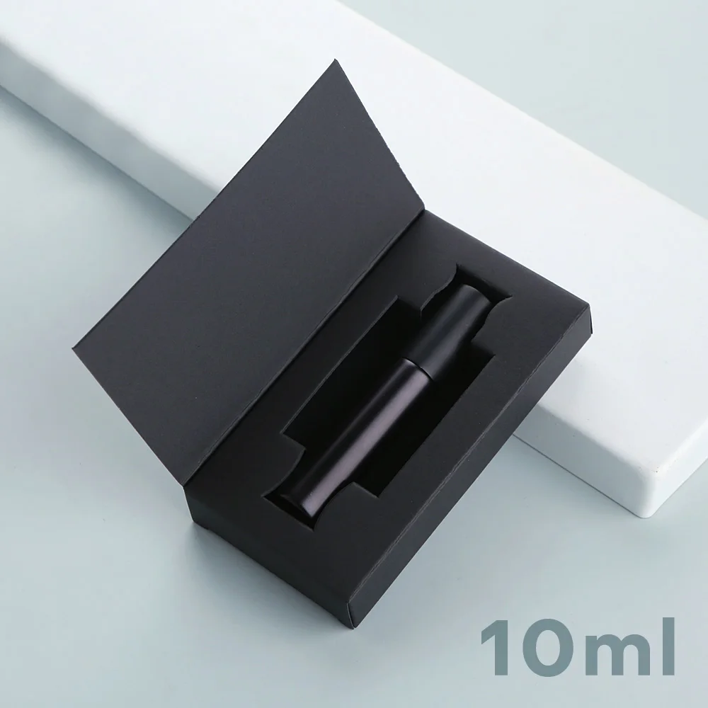 50 Stück/Lot 5 ml 10 ml mattschwarze Parfümflasche mit Verpackungsbox, Zerstäuber-Sprühflasche, nachfüllbar, mit Logo-Aufdruck, extra kostenpflichtig – Detail 9