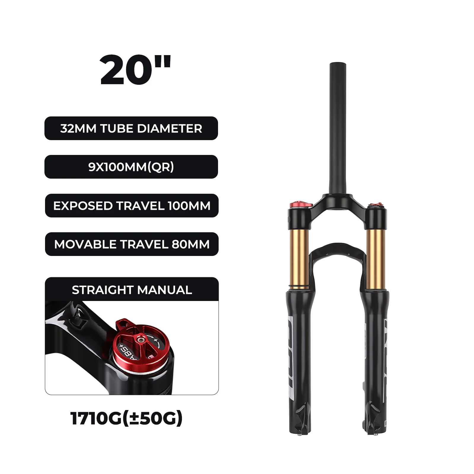 BOLANY Verende Vork Mountainbike 20/24 Inch Schijfrem Rechte Buis Veerweg 100/135mm Fietsaccessoires
