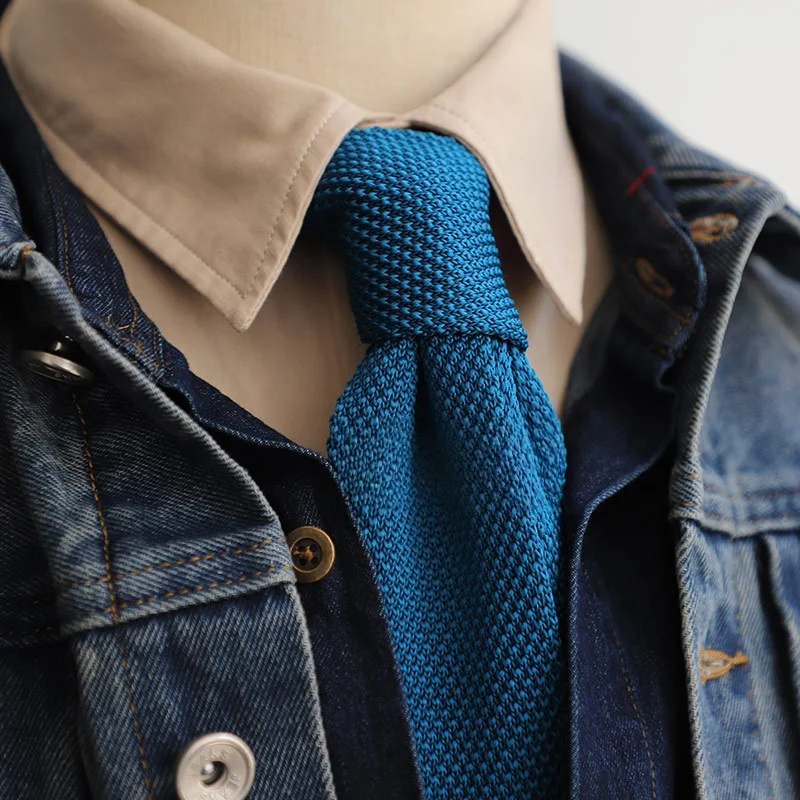 Вязаный галстук 6 см, тонкие модные вязаные галстуки для мужчин, однотонный черный, белый, синий, бордовый, вязаный узкий мужской галстук