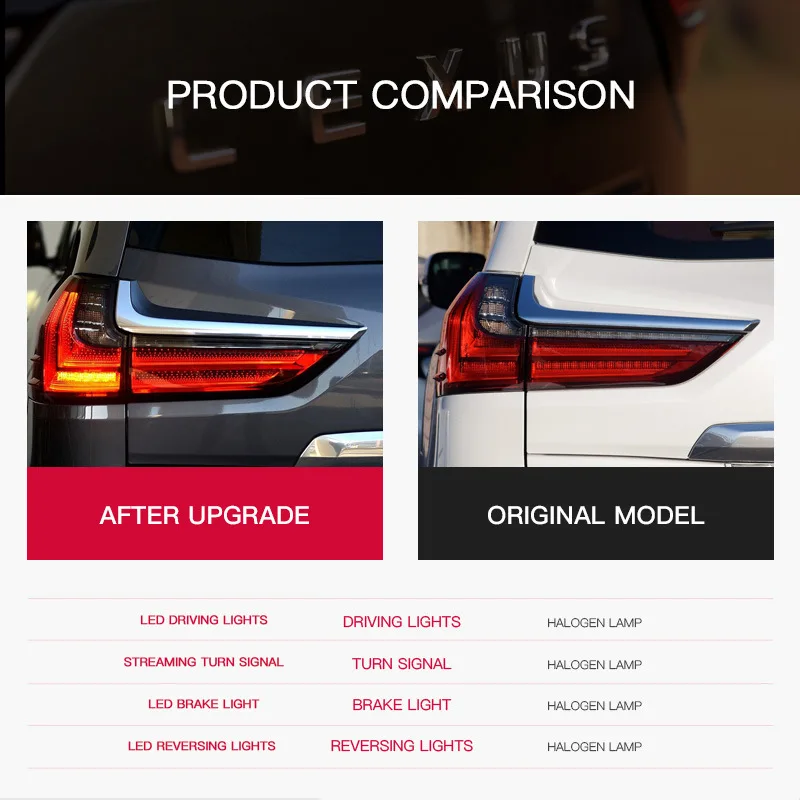 

2pcs Car Light for Lexus 2016-2022 LX570 Dynamic Taillight Rear Fog Light Turn Signal Light Highlight Reverse and Brake Assembly