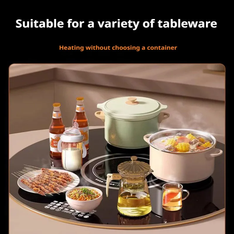 Smart Home Meal Insulation Board Multi-function Warm Food Heating Plate Insulated Round Dining Table