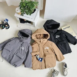 Children's Down Jacket Kids Winter Warm Trench Coats Boys Girls Casual Windproof Waterproof Clothing Thicken Hooded Outerwear