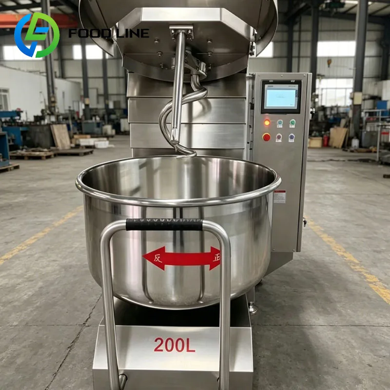 200L Industrial Spiral Dough Mixer Stainless Heavy Duty Bakery Equipment Kneading Machine For Bread Factory Customized