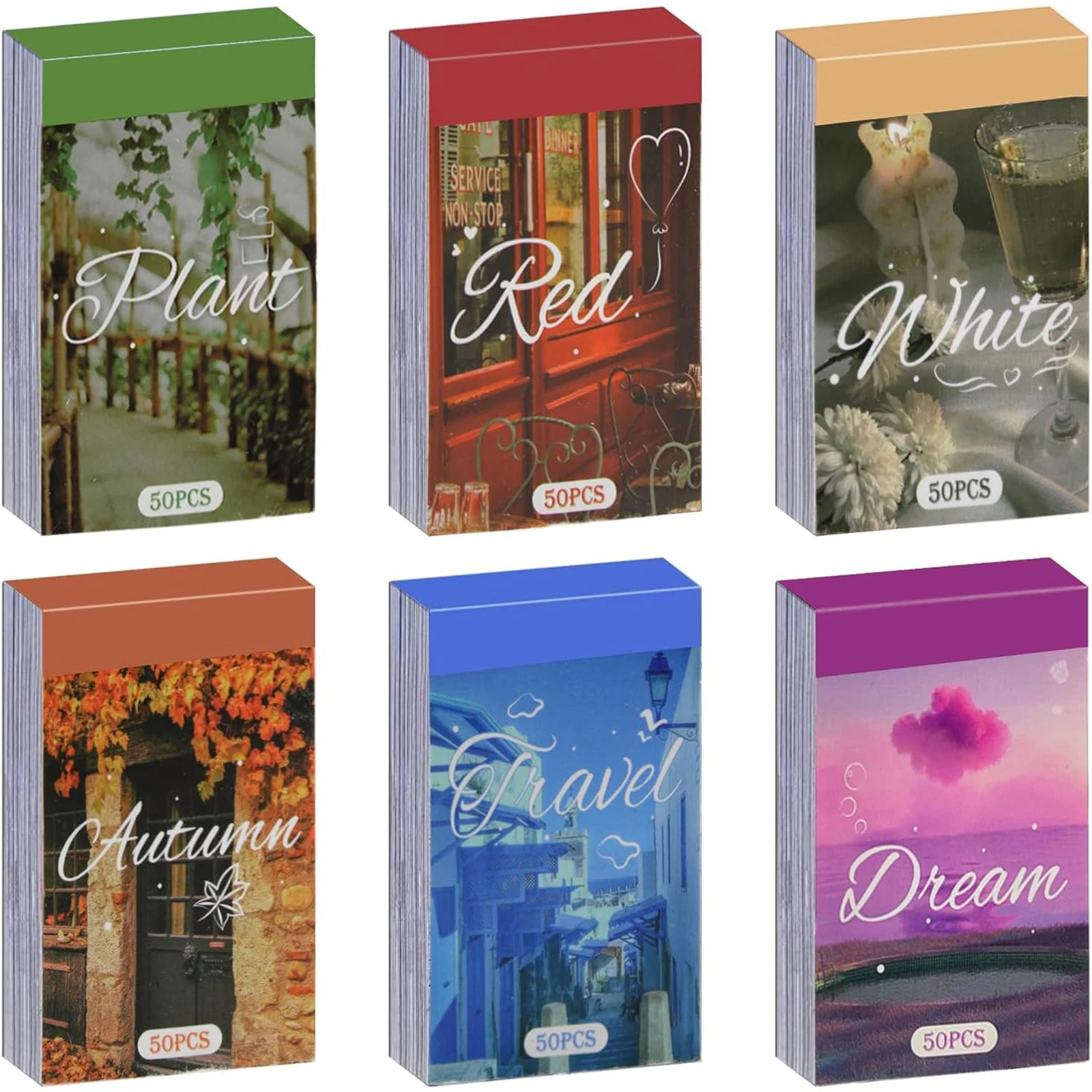 300PCS Scenery Style Sticker Book Washi Paper Journal DIY Material Decoration Sticker Memo Pad Scrapbook Stationery