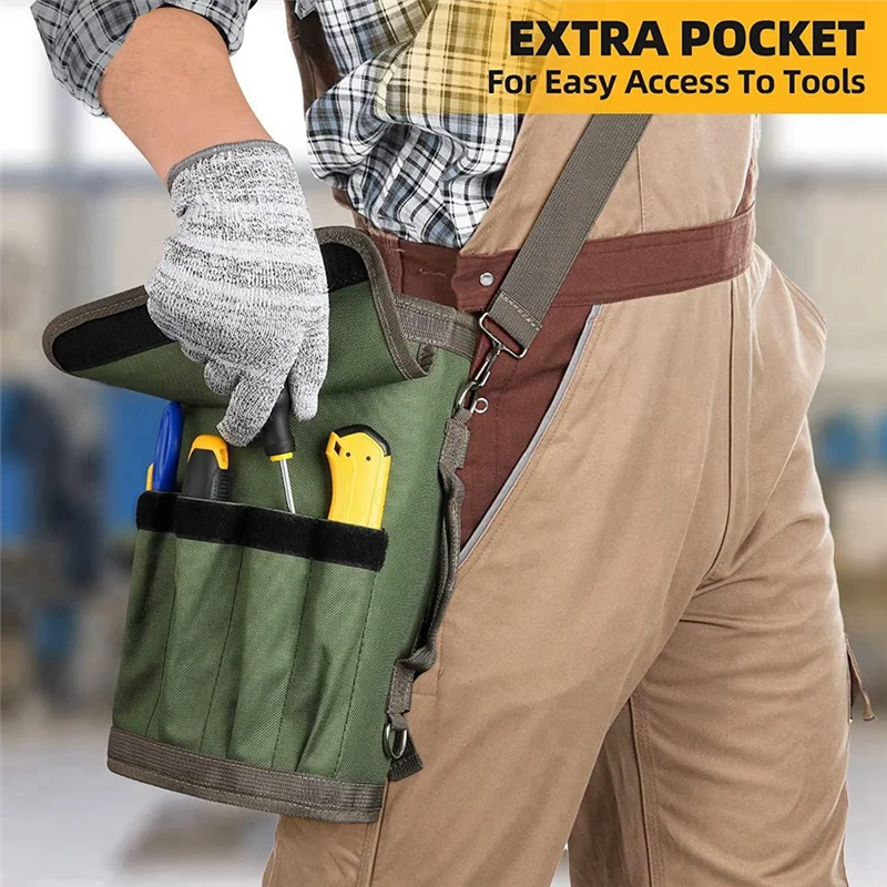 

Best Of 2025-Tool Bag Roll Up, Portable Tool Storage With 2 Removable Zipper Pockets, Father's Day Dad Birthday Gift, Green