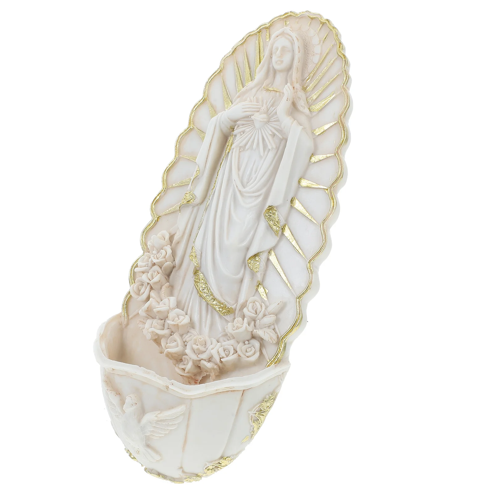 Virgin Mary Holy Water Font Pool Pendant Church Wall Hanging Decor Religious Medal