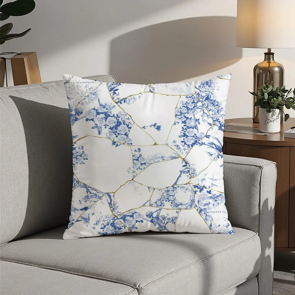 

Classic A-Allsaints Floral Pillow Case Plush Fabric Soft Pillowcase Double Sided Print Cushion Cover Household Gifts