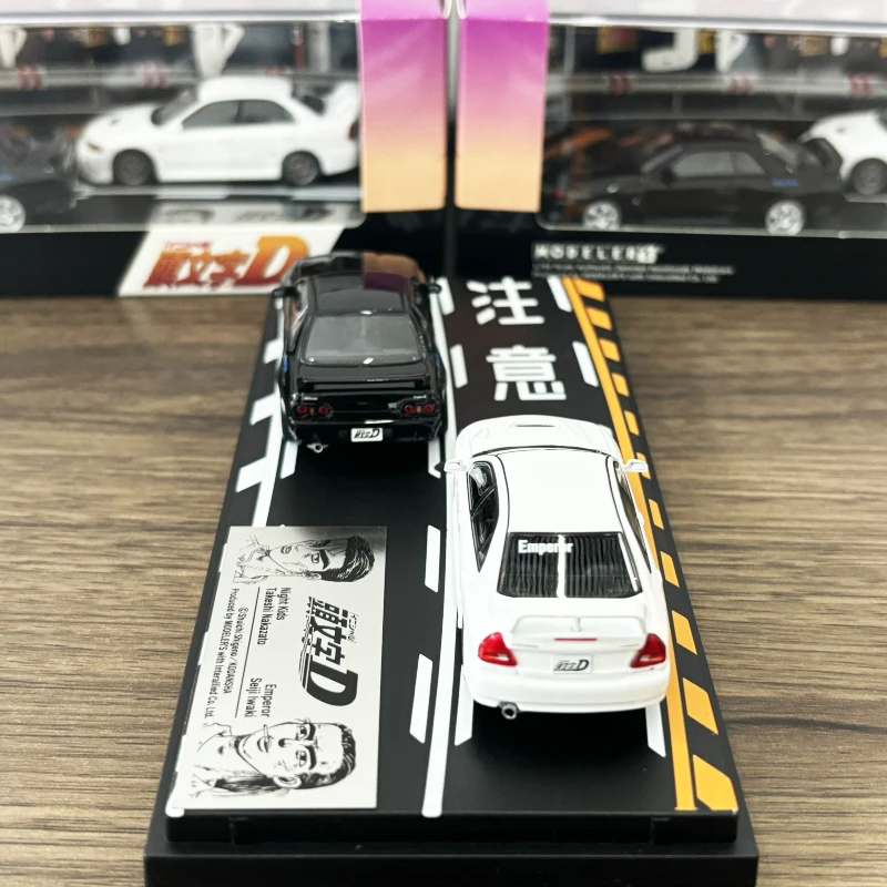 Stocks Hi-Story Modeler 1/64 Initial D Black GTR R32 And White CN9A IV Diecast Double Car Set Scale Model Collection