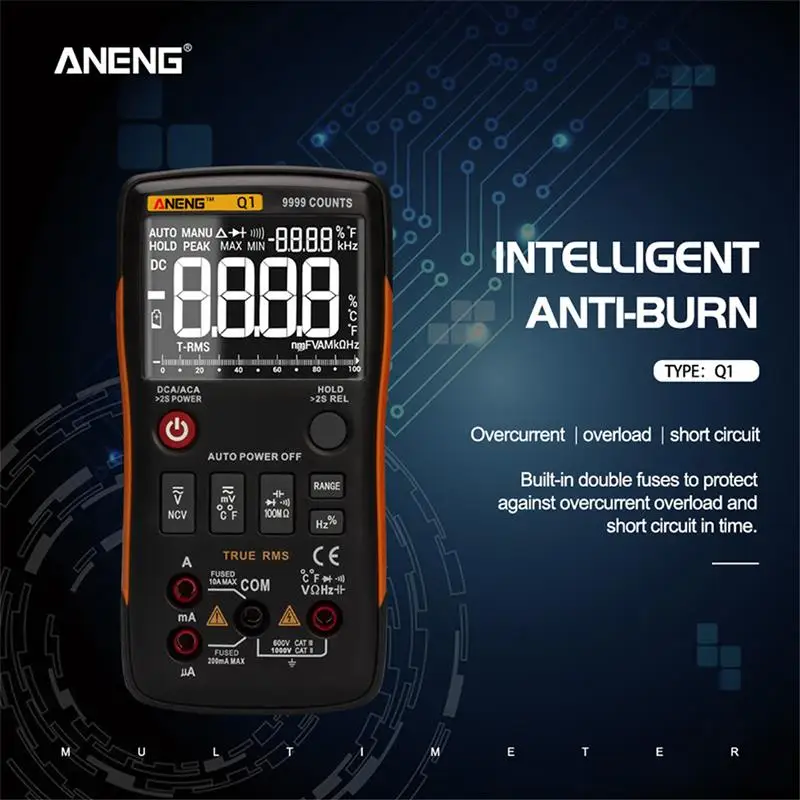 ANENG Q1 Digital Multimeter Tester Professional Meter Voltmeter Electronic Insulated Battery Operated Circuit Detector